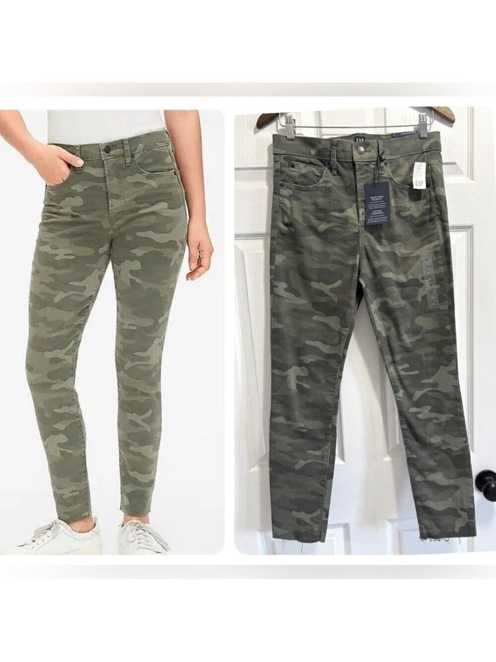 NWT GAP Women's High-Rise True Skinny Ankle Stretch Jeans Camo Pants Sz 29 / 8